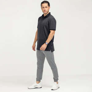 Pique en coton stretch blanc 100% respirant, coupe classique, avec logo imprimé et brodé personnalisé, patte de boutonnage dissimulée, bord côte - Product Image 2