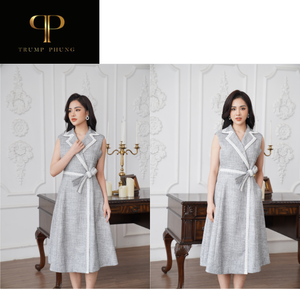 Elegante vestido ajustado acampanado de algodón 100% acampanado para mujer estilo femenino tela Natural absorbente de sudor abrigos de mujer de Vietnam - Product Image 5