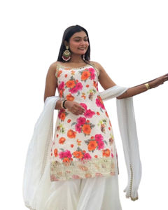 Exquisito Conjunto de Choli Salwar Kameez Kurti de Muselina de Seda Cruzada de Diseño para Fiestas Festivas - Estilo Indio Pakistaní Listo para Enviar - Product Image 1