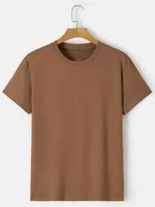 Camiseta de algodón de gran tamaño para Mujer | diseño de color sólido con mangas estándar textura suave transpirable diario - Product Image 4