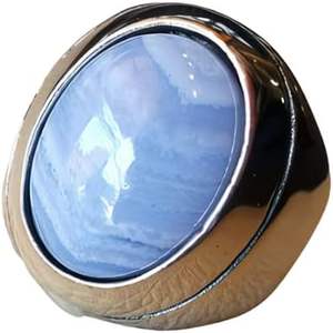 Bague pour homme en argent sterling 925, nouvelle arrivée, pierre précieuse en agate bleue naturelle, bague lourde pour homme, bijoux pour la fête des pères - Product Image 1