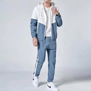 Survêtement 2 pièces coupe-vent à capuche pantalon de survêtement Jogger Sets Unisex Zipper Running Windbreaker Tracksuit - Product Image 2