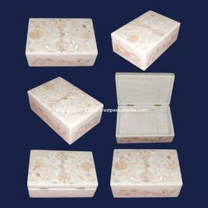 Boîte d'incrustation de marbre supérieure de conception de pièce faite à la main de nouvelle collection avec l'utilisation de matériel de nacre pour le cadeau de décoration à la maison - Product Image 2