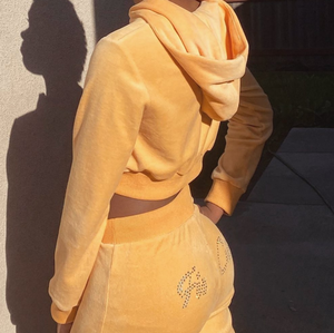 Gran oferta, Conjunto personalizado de dos piezas, chándal para mujer, Sudadera corta con cremallera, chándal para correr, conjuntos de 2 piezas de terciopelo, chándal - Product Image 5