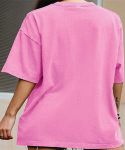 Camiseta de punto de algodón 100% para hombres y mujeres, camiseta informal Unisex con estampado de lavado ácido de gran tamaño holgada - Product Image 5