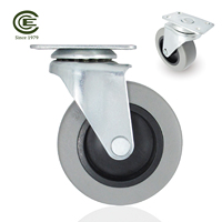 Roue pivotante en acier et polypropylène TPR de 2,5 pouces avec support de plaque, roulement à billes double, pour chariot de meubles