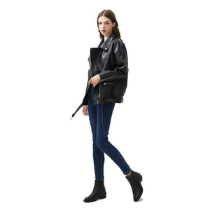 Chaqueta corta de piel de oveja auténtica para hombre, diseño en relieve, estilo de motocicleta, a prueba de viento, impermeable, transpirable, de talla grande - Product Image 5