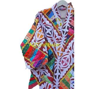 Chaqueta Elegante Casual de Otoño/Invierno con Estampado Vintage Kantha y Trabajo de Calado para Mujer, 100% Algodón, Secado Rápido, Mangas Largas - Product Image 2