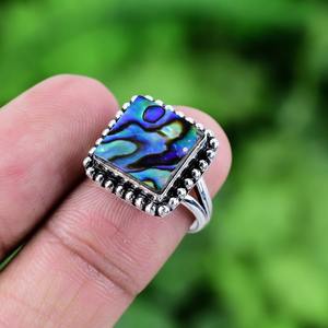 925 Plata estampada mejor calidad diseñador anillo 925 plata esterlina hecha a mano piedra preciosa abulón Shell Spinner anillo de regalo de boda - Product Image 2