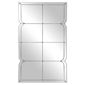 Miroir mural Art Déco avec <span class=keywords><strong>cadre</strong></span> noir et rosace en <span class=keywords><strong>verre</strong></span> biseauté à 8 panneaux pour décoration intérieure moderne et glamour - Product Image 2