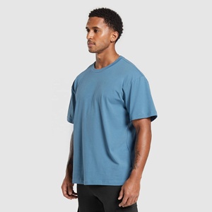 Men's Custom Graphic Vintage Cotton Boxy Pullover Oversized Short Sleeves Loose Fit Drop Shoulder Rounded Knitted T-Shirt - Product Image 2