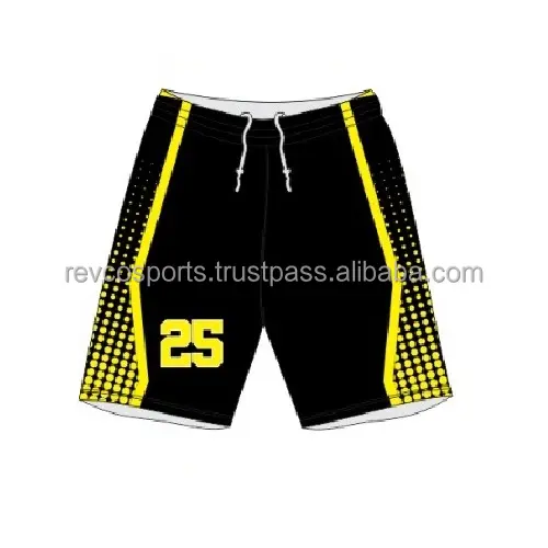 Pantalones cortos de baloncesto de gimnasio para hombre 90 poliéster 10 spandex negro con amarillo pantalones cortos de baloncesto para niñas adolescentes edad niños pantalones cortos de baloncesto