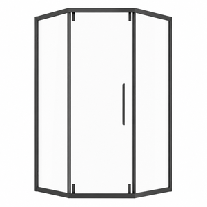 Cabine de douche d'angle ANSI Z97.1 avec cadre en acier inoxydable SS304, portes coulissantes simples en verre en forme de losange, moderne et personnalisée pour hôtel - Product Image 6