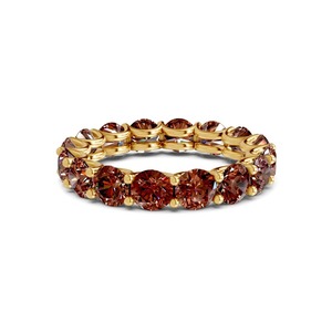Anillo Eternity Redondo Marrón Intenso con Diamantes Cultivados en Laboratorio de 1.00 Ct Tw, Oro Sólido de 14K, Color Marrón, Claridad VS, 30 Diamantes, Tono Cacao Rico - Product Image 2