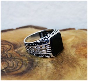 Handmade 925 Sterling Silver Onyx <b>Ring</b> Unique Ottoman Style <b>Men</b> Jewelry New Arrival Artisan Craftsmanship Gift for Him Parties - Product Image 5