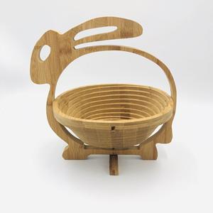 ตะกร้าผลไม้แห้งทำจากไม้แบบพับได้ทำด้วยมือรูปแอปเปิ้ลพร้อมที่จับตะกร้าผลไม้ไม้ไผ่พับได้ - Product Image 4