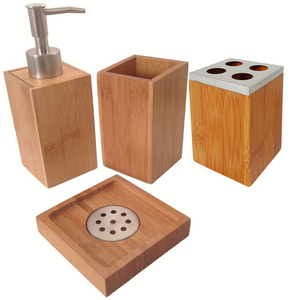 Ensemble de salle de bain en bois ensemble de distributeur de savon à main porte-mouchoir dentifrice et porte-brosse à dents ensemble de 6 pièces - Product Image 6