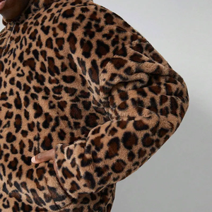 Fabricante de ropa de calle, venta al por mayor, sudadera con cremallera con estampado de guepardo personalizada 380GSM, Sudadera con capucha de felpa de invierno para hombre de peso pesado - Product Image 2