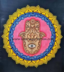 BRUSH HAMSA (GAD) PRINT Draps de lit, Décoration intérieure, Tapisseries murales, Décorations murales pour la maison et les cadeaux GC-TPDB-241. - Product Image 1