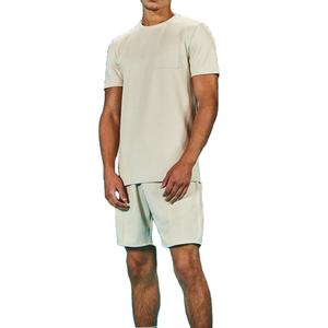 Camiseta gráfica de dos piezas de verano con logotipo estampado personalizado y conjunto corto para hombre, nueva colección lavada, chándal de talla grande - Product Image 1