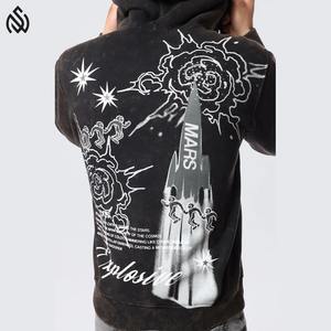 Rhinestone Pullover Sudaderas con capucha de los hombres de calidad superior Pullover Pocket Rhinestone Design Hoodies - Product Image 2