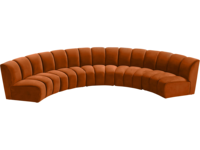 Canapé banquette incurvé en velours orange avec design capitonné pour bar, boîte de nuit, hôtel, restaurant, mobilier commercial
