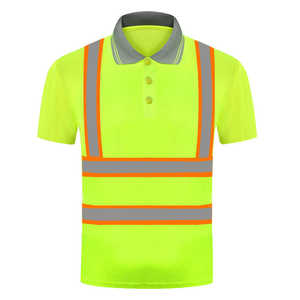 Hi Vis Reflective Polo Shirts High Visibility Safety Short Sleeve Polo Shirt with Black Bottom <b>Orange</b> Yellow Reflective T-Shirt - Product Image 4