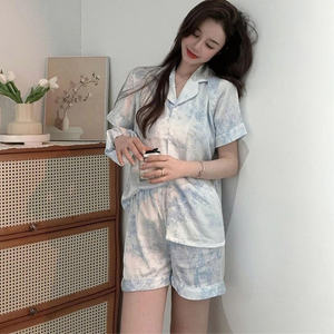 [FACTORY SEWING] PW100 2025 <b>Women</b> Elegant Satin Pajama Set with <b>Short</b> Sleeve Button Down Top and Matching <b>Shorts</b> Sleepwear - Product Image 5