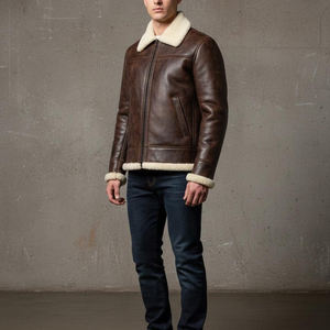 Veste en cuir de vachette véritable marron classique pour homme, imperméable, écologique, décontractée, avec logo sur le devant, design intemporel, vente en gros, exportation - Product Image 6