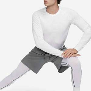 T-shirt de haute qualité pour hommes 100% coton Vêtements unis simples Mode Homme Respirant T-shirts à manches longues à col rond personnalisés - Product Image 3