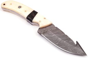 Cuchillo de acero de Damasco hecho a mano puro cuchillo de hoja fija Camping aventura al aire libre Bushcraft cuchillo con mango de hueso de camello - Product Image 3