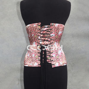 Corset en satin imprimé style jungle urbaine avec motif chat sauvage et baleines en acier - Product Image 6