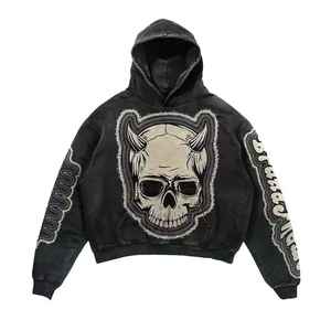 เสื้อสเวตเตอร์แบบสวมหัวมีฮู้ดสำหรับผู้ชายเสื้อสเวตเชิ้ตผ้าฟลีซสีพื้นแบบลำลองชุดกีฬาออกกำลังกายยิมเสื้อมีฮู้ดปักลาย - Product Image 1