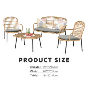 2024 nouvelles Tables et chaises en aluminium extérieur PE rotin loisirs 4 pièces ensembles de chaise longue jardin à bas prix - Product Image 3