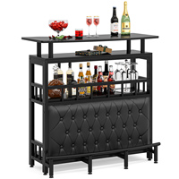 Nouveauté pour le divertissement à domicile : Tables de bar à jus et à vin noires personnalisées pour cuisine avec rangement