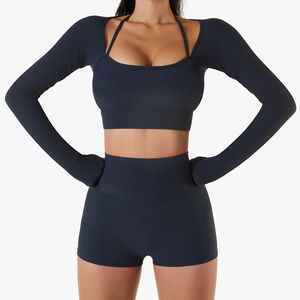 Soutien-gorge de yoga à col en U confortable et respirant pour femmes ensembles de sport anti-chocs évidés au dos personnalisé OEM - Product Image 1