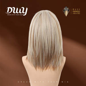 MiraScalp <b>14</b>-<b>Inch</b> Short Platinum Blonde Bob <b>Wig</b> with Transparent Lace Magnolia-DWY - Product Image 2