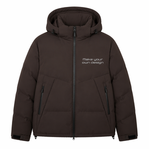 Men's Winter Hooded Puffer <b>Jacket</b> With Zipper Front And Letter Print Casual <b>Thick</b> Polyester Wadding Coat - Product Image 1