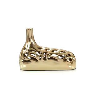 Florero de Metal para restaurante en casa para decoración de vajilla, florero de Metal con acabado dorado de estilo lujoso para decoración de lujo - Product Image 2