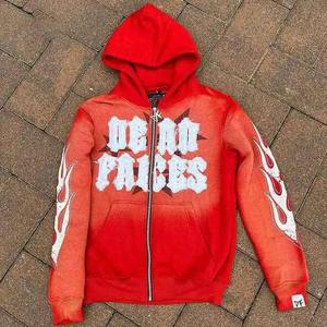 2025 último LOGO personalizado parche bordado desteñido francés Terry desgastado bordado Zip up ácido lavado térmico sudaderas con capucha para hombres - Product Image 5