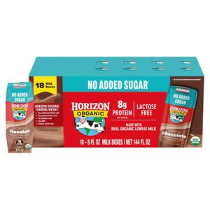 Boîtes de lait au chocolat Horizon Organic, sans sucre ajouté, sans lactose, 1 % de matières grasses, format économique de 18 boîtes - Product Image 3