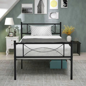 Affordable Metal <b>Bed</b> <b>Frame</b> with Headboard and Durable Steel Slats, Modern <b>Platform</b> <b>Bed</b> for Bedroom, Apartment and Home Furniture - Product Image 2