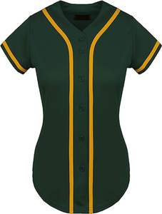 Camiseta de Béisbol MICR@TECH SPORTS para Mujer, Ajustada, con Botones, Manga Corta, Cuello en V, con Ribete, Modelo MTS-20015, Color Personalizado - Product Image 2