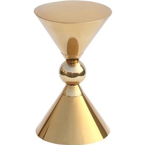 Marco de metal niquelado Mesa anidada geométrica hecha a mano con mesa de centro de metal superior de vidrio con muebles superiores de vidrio - Product Image 4