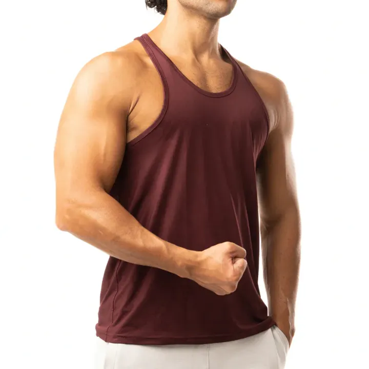 Erkek yeni tasarım erkek yelek üstleri büyük boy spor giyim büyük tanklar üst atlet hızlı kuru gerilebilir Stringer gömlek