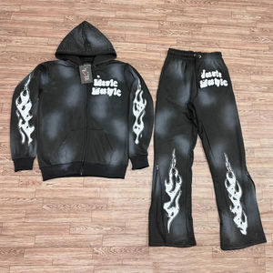 Haute qualité hommes pull décontracté couleur unie sport à manches longues hommes survêtement deux pièces costume hommes survêtements - Product Image 1