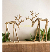 Lot de 2 figurines de cerfs dorés en métal, sculptures modernes de cerf et de renne, statues d'animaux faites à la main, décoration d'appoint pour la maison et Noël