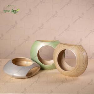 Vase de table en bambou fait main, personnalisable, enroulé, style Art déco, matériau naturel, écologique et durable, décoratif - Product Image 6