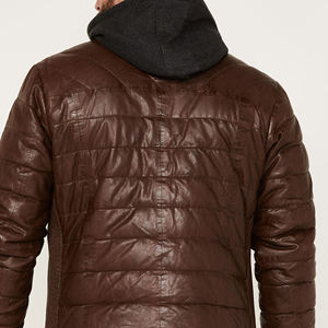 Doudoune luxueuse en cuir d'agneau Vêtements d'extérieur d'hiver élégants pour hommes Vêtements décontractés Vêtements de mode Vestes rembourrées en cuir - Product Image 6