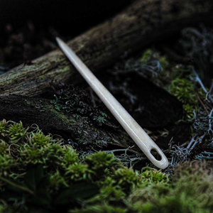 Aiguille à lacer ovale en os de buffle naturel poli, écologique, simple, étanche, faite à la main, outil moderne, trou conique pour fil, cuir - Product Image 5